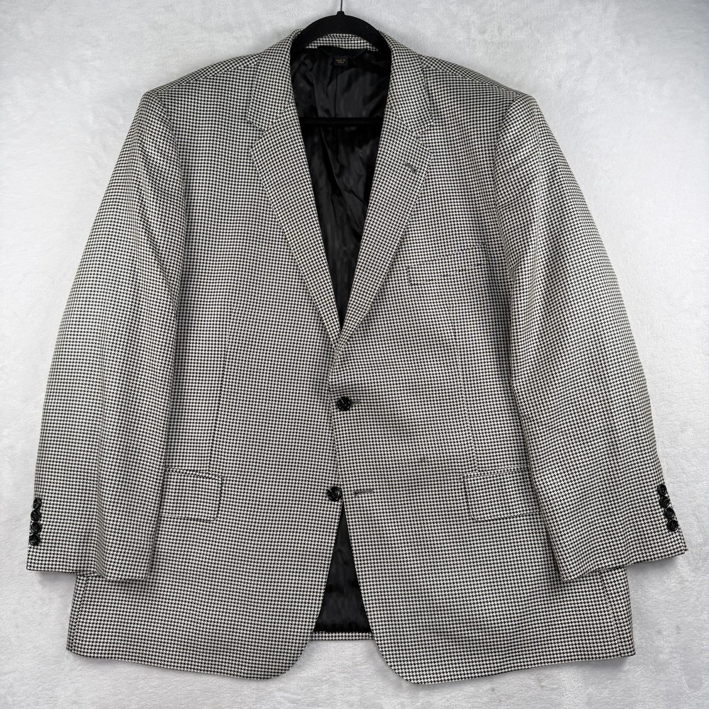 Baroni Blazer Houndstooth Tessitura Di Quaregna Mens 50R Silk Wool Sport Coat